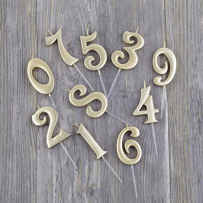 

Cute Birthday Number Candle Silver Gold 0-9 Number Decorative Candles Cake Cupcake Topper Party Supplies Cake Decorating