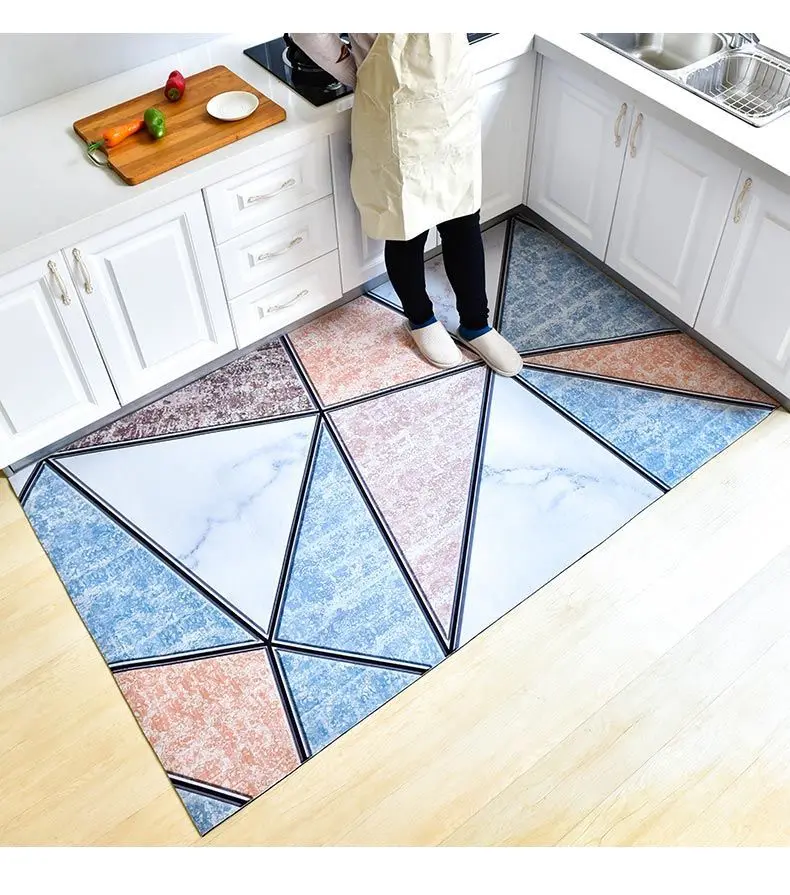 

Nordic Geometric Kitchen Mat Anti-skid Floor Carpet Water Absorption Long Strip Door Mat Household Area Rug Modern Home Decor