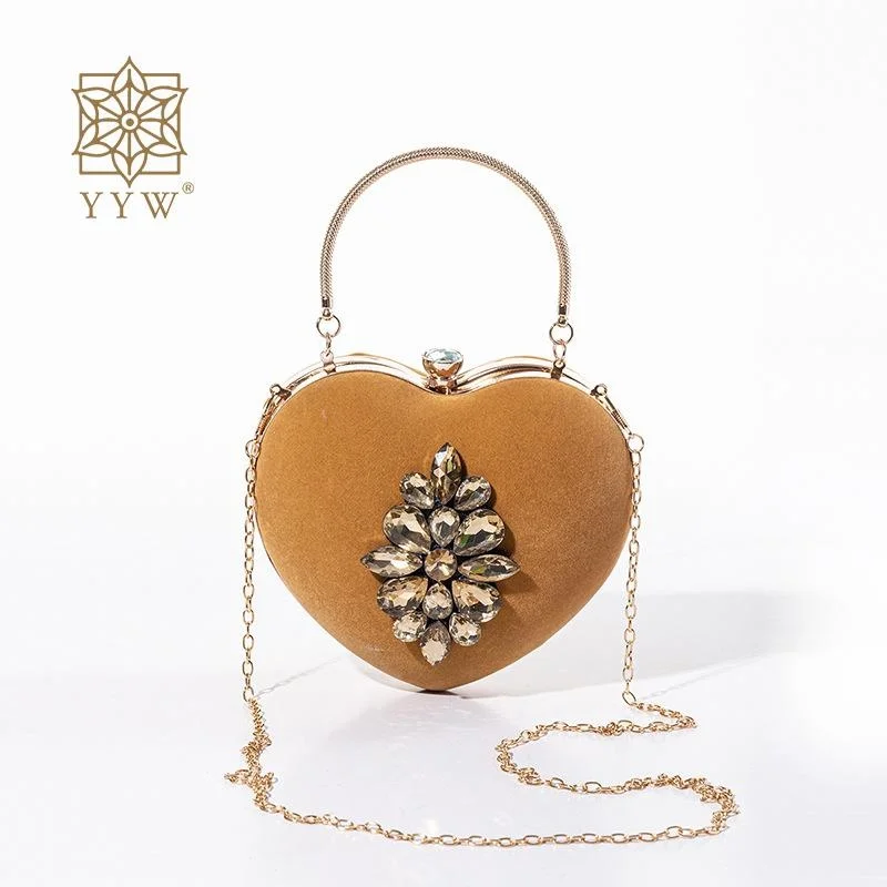 

В форме сердца со стразами свадебная сумочка высокого класса, велюровая роскошная дизайнерская сумка, сумка через плечо, вечерние сумки, женский клатч