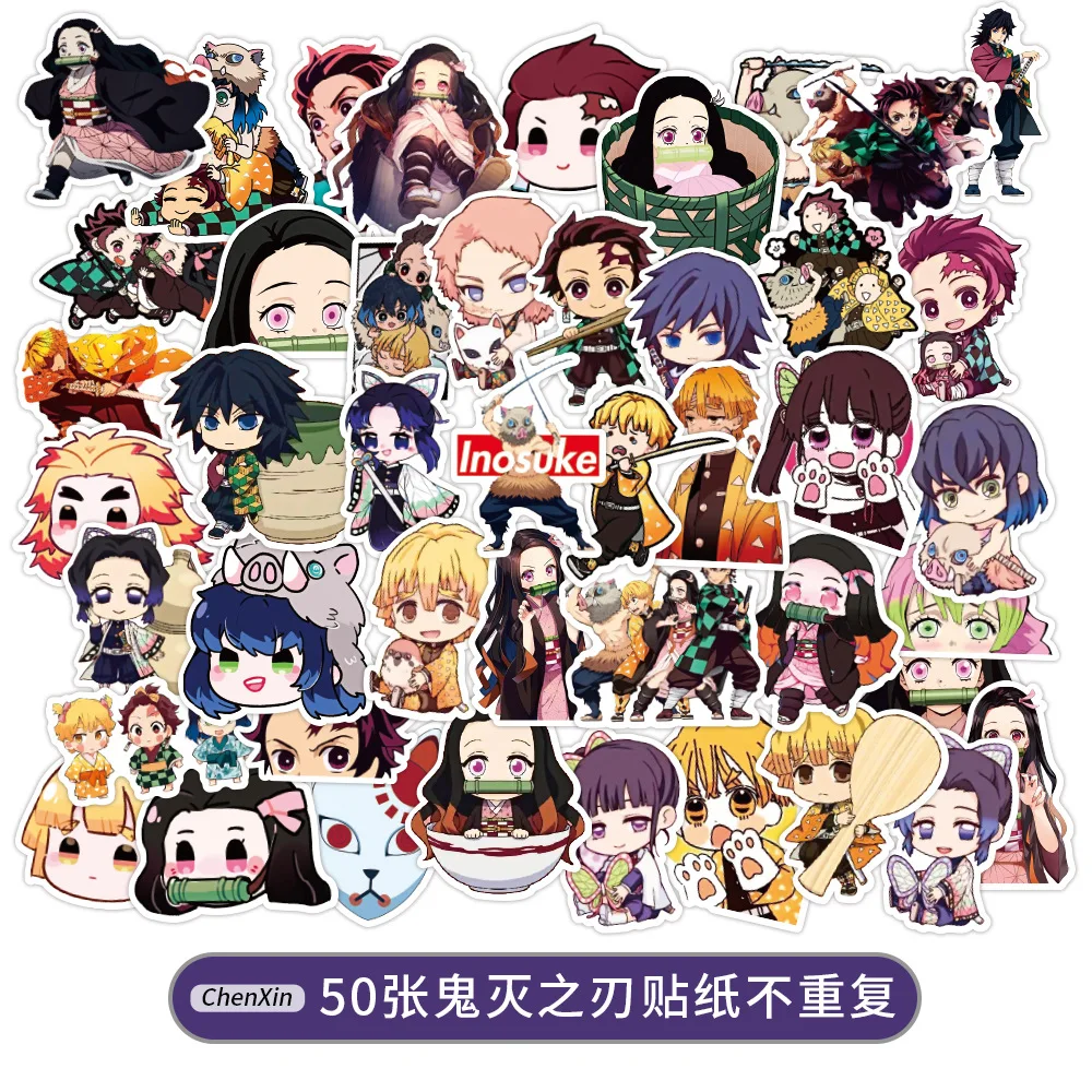 

50 Japanese Anime Ghost Slayer Cartoon Graffiti Stickers Luggage Laptop Guitar Waterproof Stickers Children's Stickers