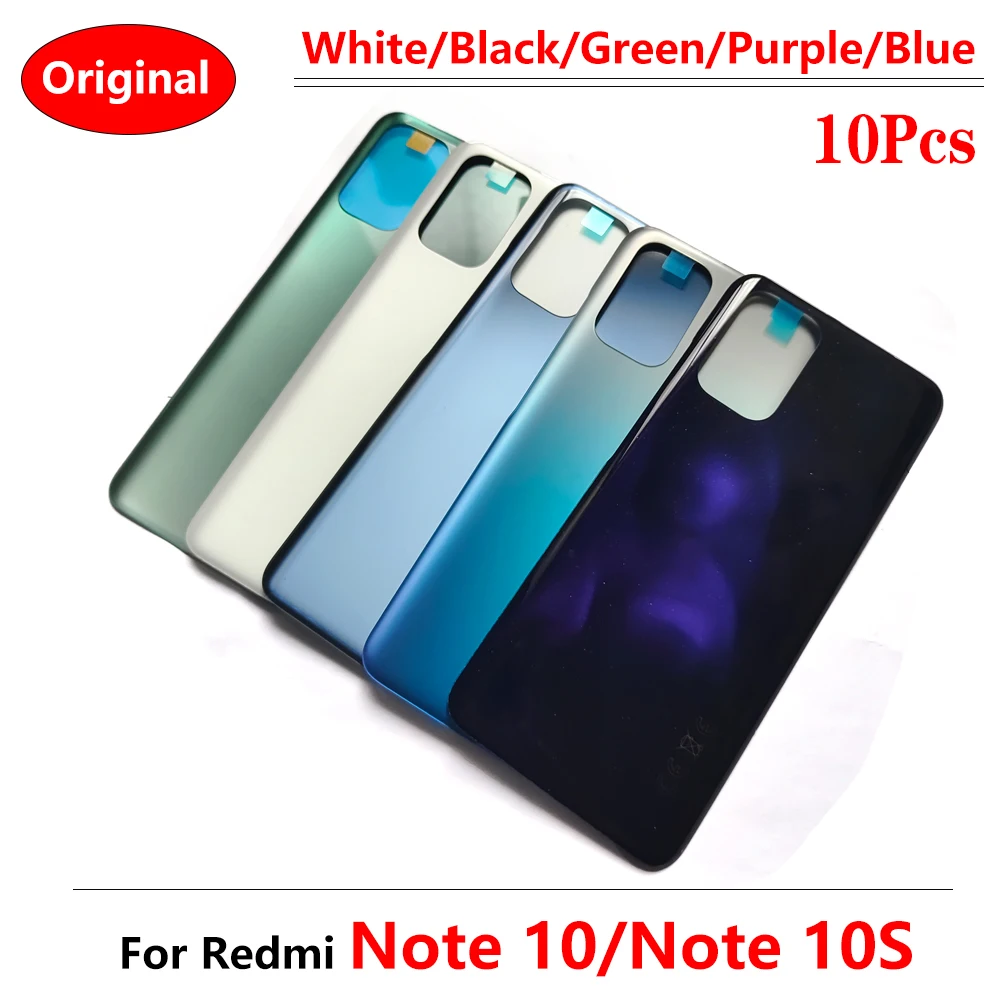 

10Pcs Original Battery Cover For Xiaomi Redmi Note 10 Back Cover Replacement Parts For Redmi Note 10s Housing Case With Sticker