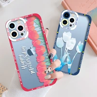 fashion cute flowers tulip phone case for iphone 13 pro max 12 11 7 8 plus se 2020 x xs xr shockproof transparent soft tpu cover