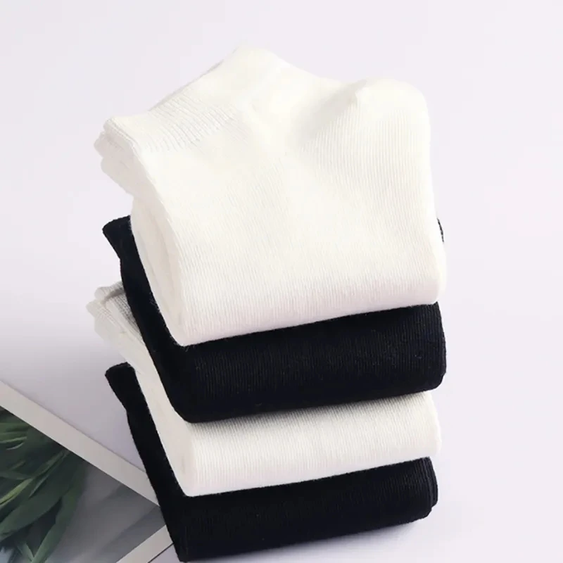 Unisex Socks Low Cut Breathable Sports Boat Sock Solid Color Comfortable Cotton Ankle Casual Sock White Black Mens Socks 5 Pairs