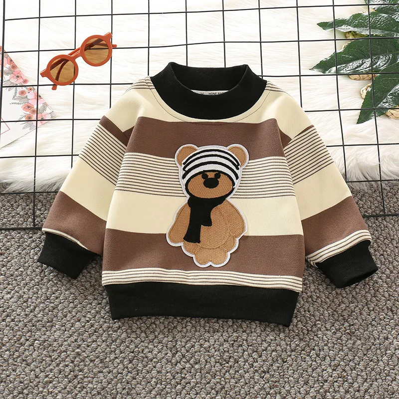 

Теплые свитшоты для мальчиков на осень и зиму, детский плотный бархатный пуловер, свитер, одежда для малышей от 1 до 5 лет, Детские хлопковые т...
