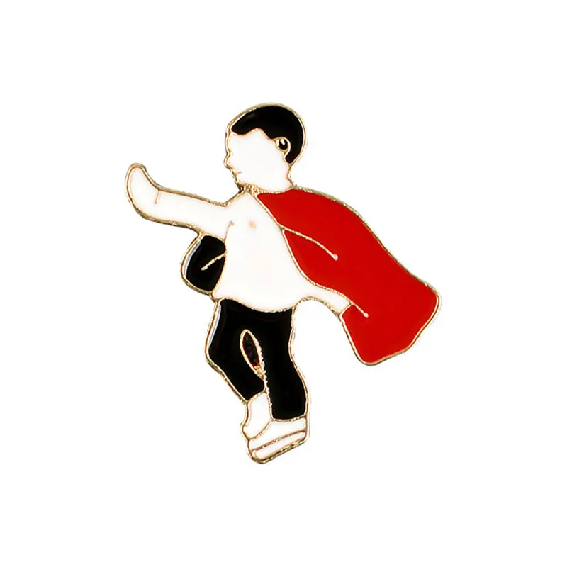 

Boy Cape Brooches Corsage Cartoon Metal Enamel Pin for Women Men Clothing Collar Shirt Lapel Badge Fashion Jewelry Accessories