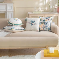nordic light luxury blue plant floral print cushion cover 4545 dutch fleece hand fringed round square pillow covers decorative