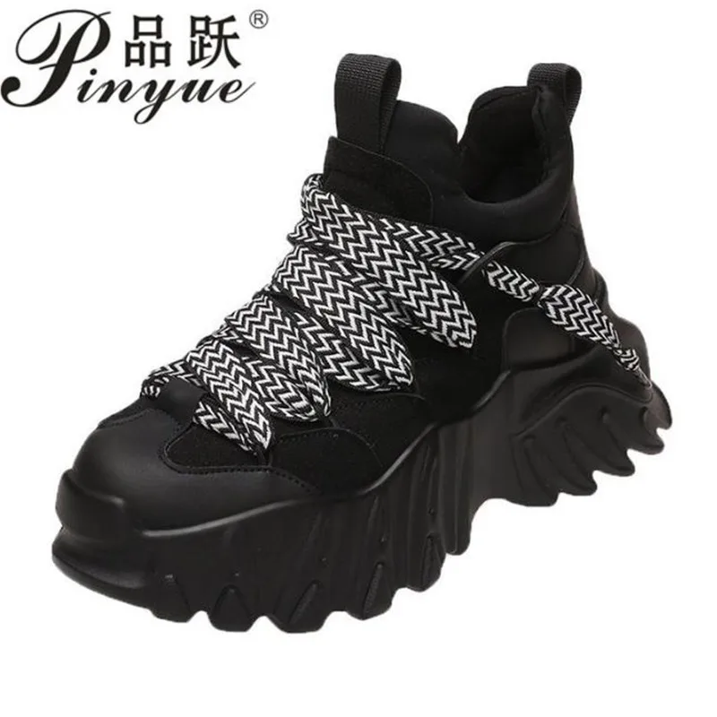 

New Women Chunky Sneakers Autumn Lace-up Dad Shoes 7CM High Platform Winter Shoes Breathable Casual Vulcanized walking shoes