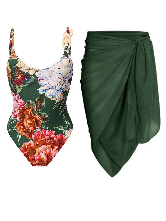 

Модные пляжные наряды с принтом, новинка 2023, летние женские Танкини, цельный купальник и накидка, сексуальная пляжная одежда для отпуска