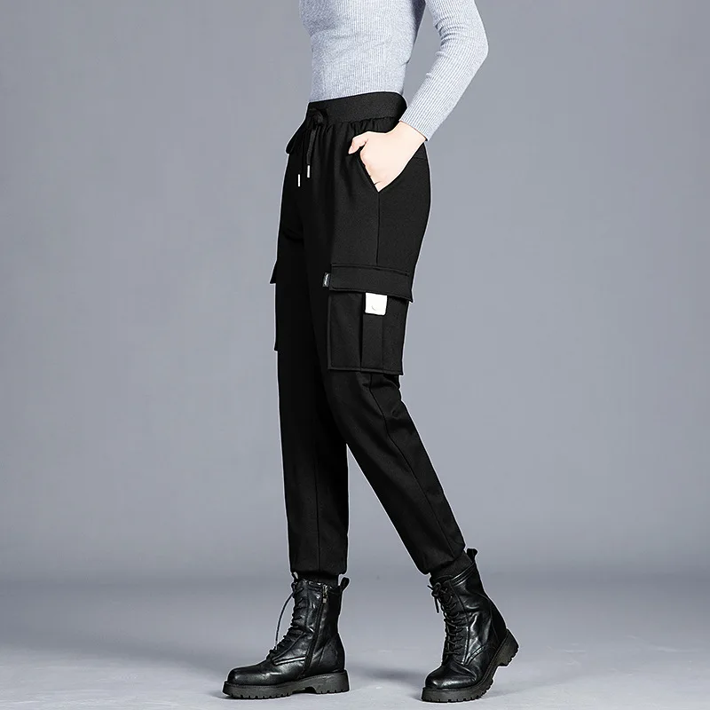 

Winter New Women Knitted Down Pants 90% White Duck Down Thickened Warm Pants Slim High Waist Pencil Pants Casual Black Trousers
