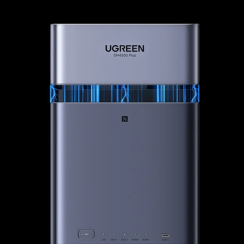 Фото UGREEN DH4300 Plus Mini Home NAS AI Rockchip Octa Core A55-A76 8GB LPDDR4X 4 отсека для SATA HDD/SSD NFC RJ45 2.5GbE Сетевое хранилище №3