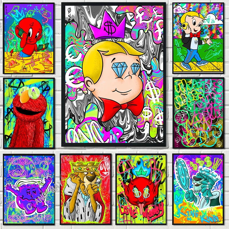 

Works of Art Graffiti Poster King of Street Canvas Print Poster Rich Street Mural Modern Living Room Home Decorative Painting