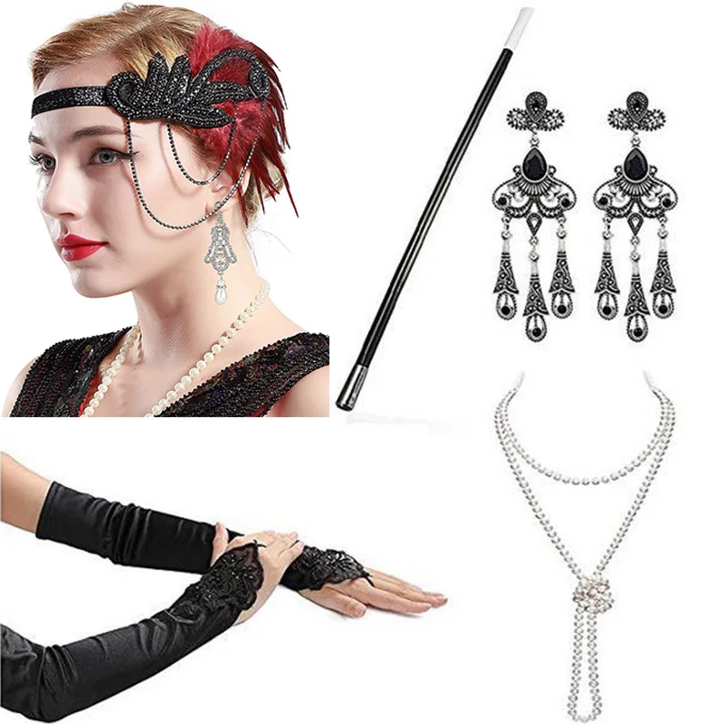 

Cosplay Costumes Women Headband 1920s Flapper Dress Accessories Retro Party Props Great GATSBY Halloween Accessories