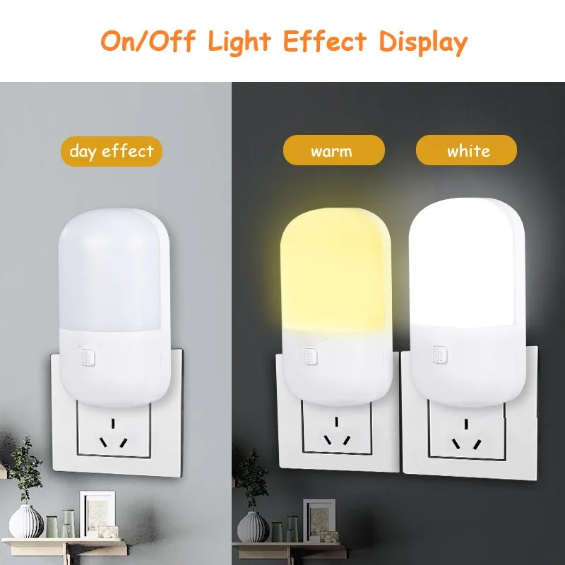 Bedside Lamp Wall Socket Lamps EU US Plug LED Night Light Bedroom Lamp Gift For Children Cute Night Lamp For Corridor WC 3W images - 6