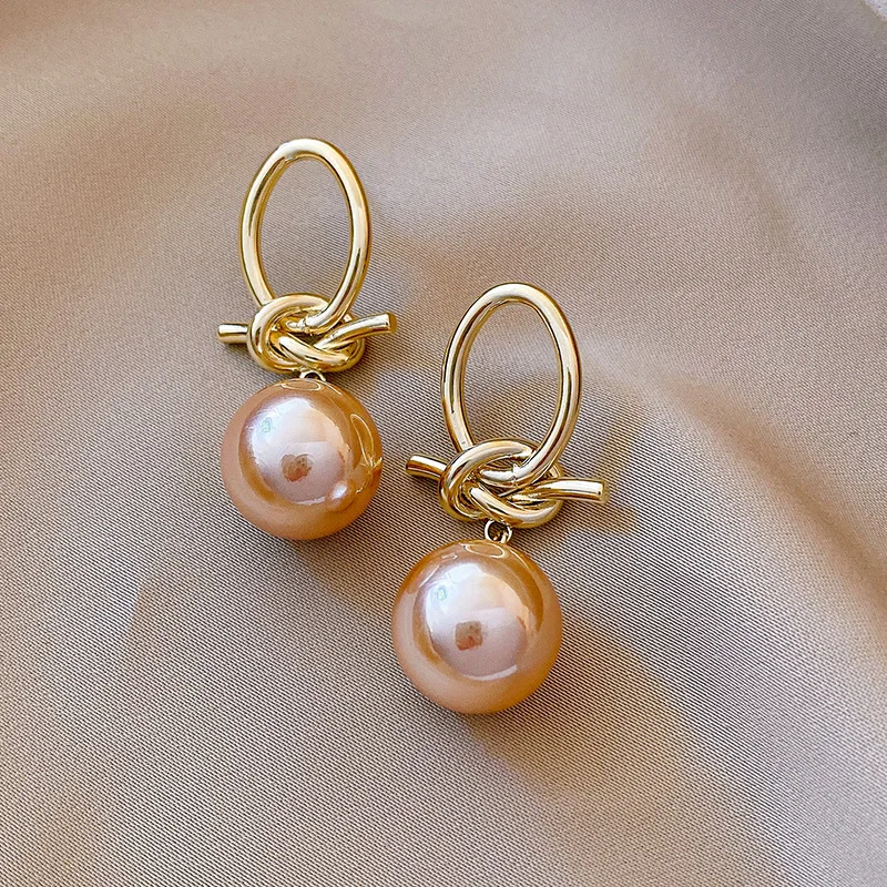 

2022 New Korean New Style Knot Imitation Pearl Earrings Exquisite Fashion Simple Versatile Earrings Female Jewelry