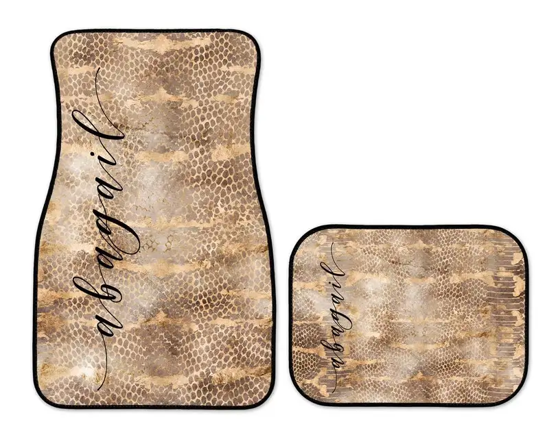 

Car Accessories for Women Car Mats Snake Skin Tan and Brown Car Accessory Monogram Car Mats Car Personalized Car Mat