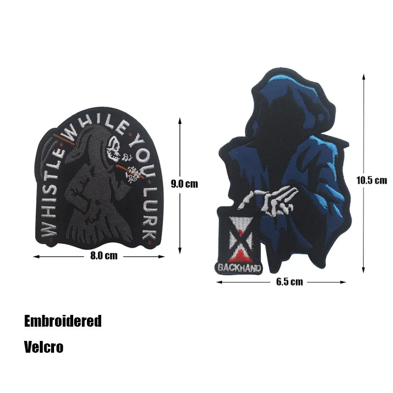 

Whistle While You Lurk Patch Embroidered Bag Patch Velcro Armband Horror Punk Skull Velcro Costume Tactical Decoration Logo