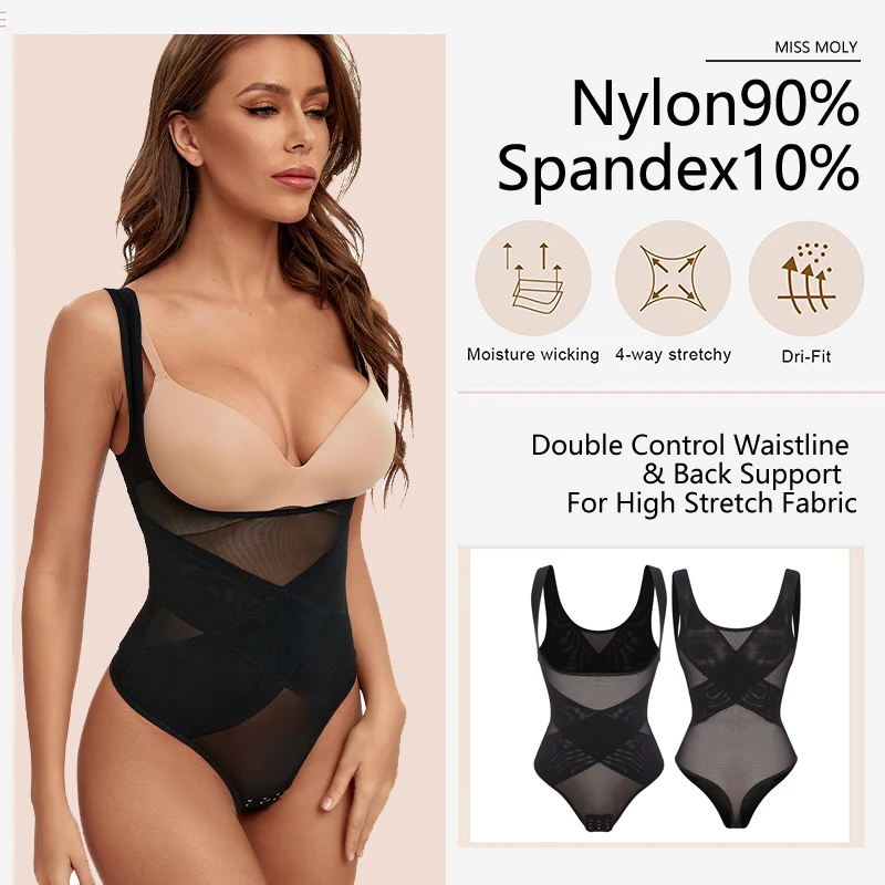 Shapewear Bodysuit For Women Tummy Control Butt Lifter Body Shaper Invisible Under Dress Slimming Strap Thong Underwear Seamless