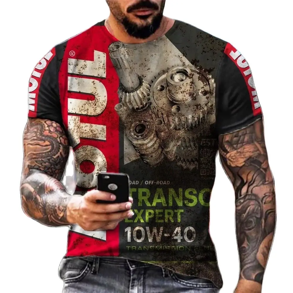 

Summer Retro Short-sleeved Men's T-shirt 3D Printing Ethnic Alphabet Loose Harajuku Round Neck Oversized T-shirts Men Clothing