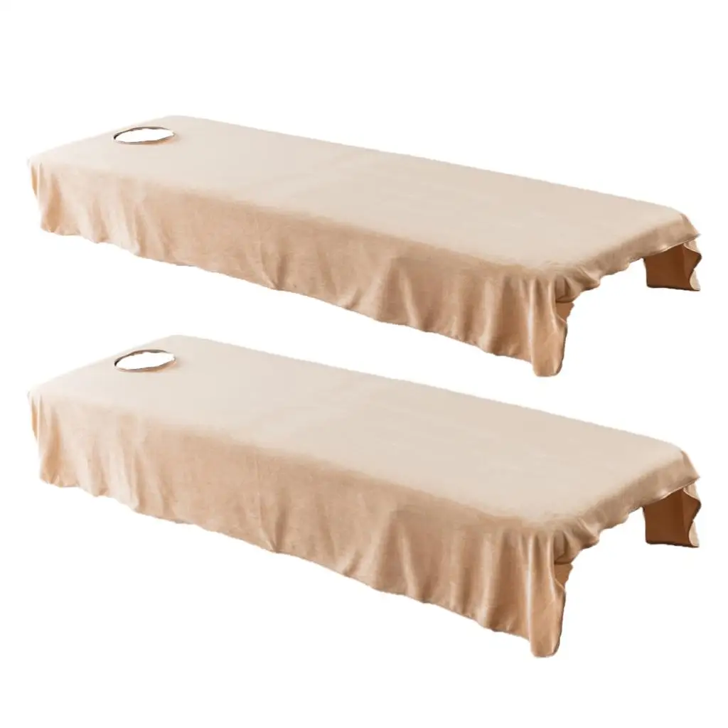 

Pack 2 Spa Massage Table Sheets Cosmetic Hotel Bed Cover with Hole