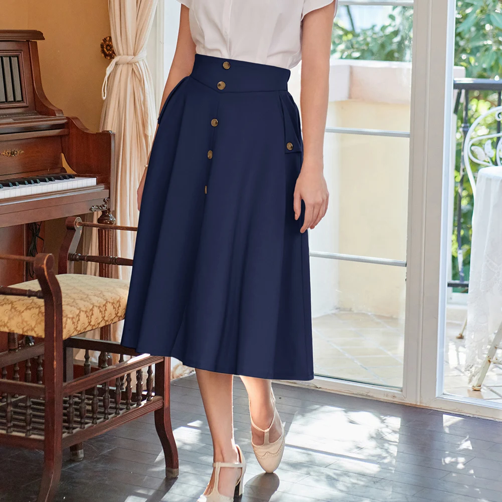 BP женская винтажная распашная юбка с высокой талией и разрезом спереди