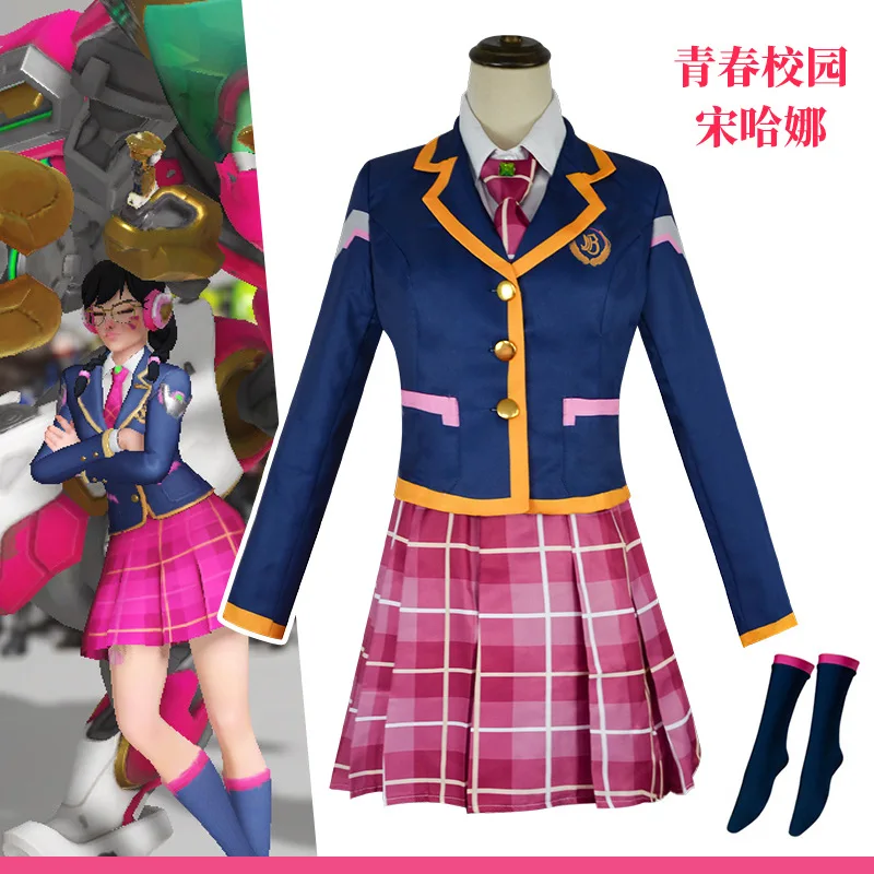 

Игровые костюмы для косплея Overwatch D.Va, молодежная школьная форма JK для кампуса, Детская рубашка, юбка, костюм для женщин и девушек, аниме