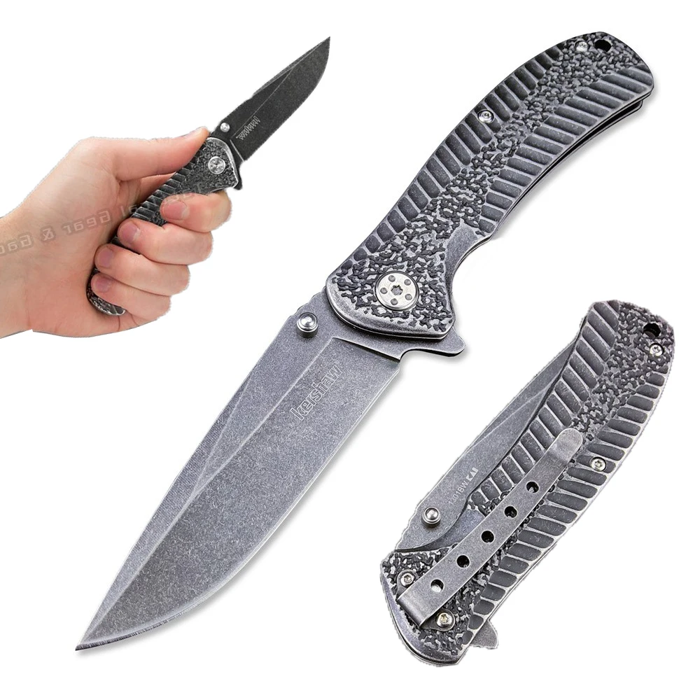 

Kershaw 1301 Starter Blackwash Pocket Folding Knife 8Cr13Mov Blade 420 Steel Handle Outdoor Camping Knives Tactical EDC Tools