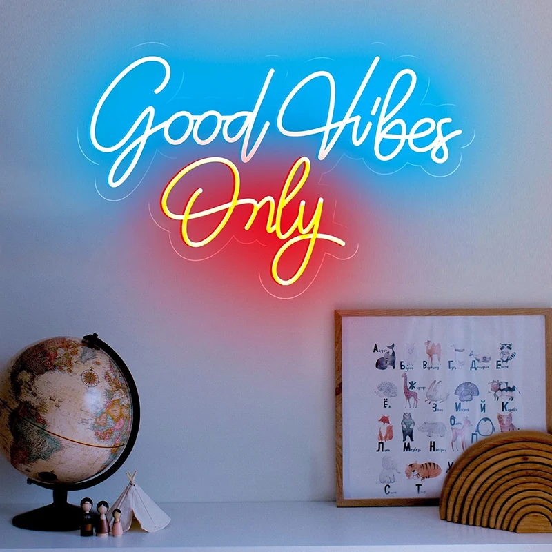 

Goo Vibes Only Neon Sign for Wedding Engagement Wall Hanging Decor Led Light Bedroom Decorative Handmade Custom Neon Lights