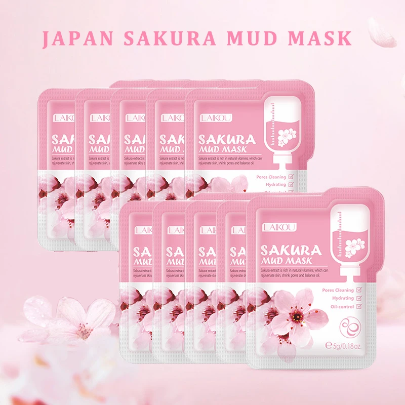 

10 шт. японская маска для лица Sakura Отбеливающая увлажняющая Антивозрастная маска для лица контроль жирности отбеливающая глиняная маска для...
