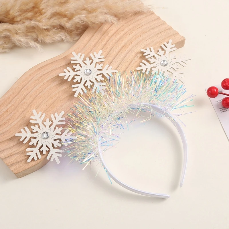 

Adult Kids New Year Party Shinning Snowflake Shape Headband Festival Hair Hoop for Party Performances Unisex Headpiece