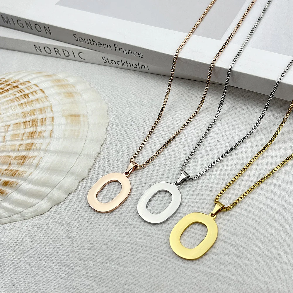 

Stainless Steel number Pendant Necklace for Women man box chains choker Gold gothic Jewelry Gifts collier acier inoxydable femme