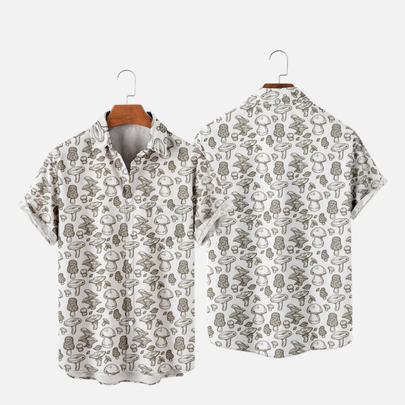 Men's Hawaiian T-Shirt For Women Mushrooms Pattern 3D Printed Hombre Fashion Shirt Casual Beach Oversized Clothes 6