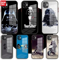bandai black glass case for iphone 13 11 12 mini pro max xs xr x 7 8 6 plus se silicone cover star wars anakin skywalker