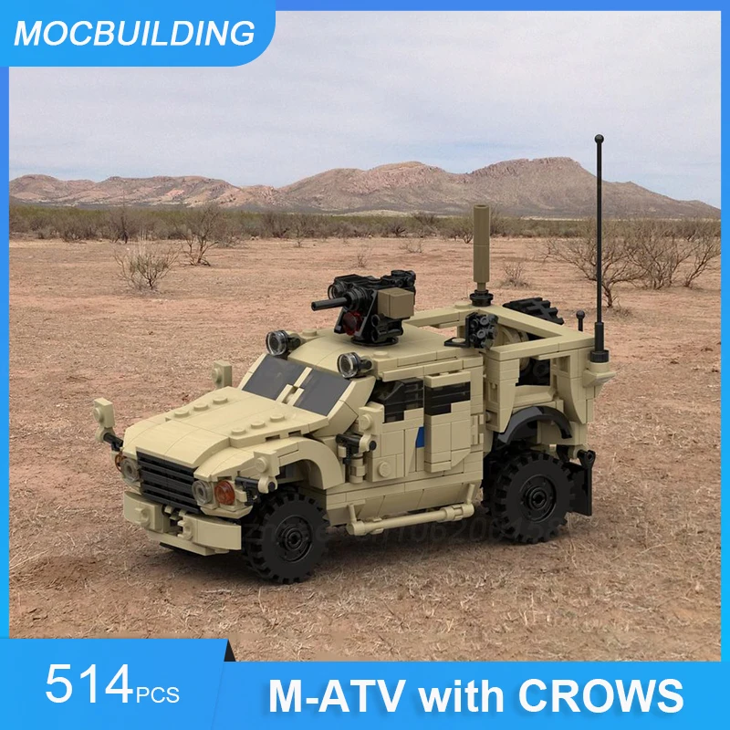 

MOC Building Blocks M-ATV with Crows Truck Desert Tan DIY Assemble Bricks Vehicle Educational Creative Kids Toys Gifts 514PCS