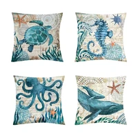 turtle pillow case sea style octopus printing polyester throw pillow case cover sea pillowcases 45x45cm