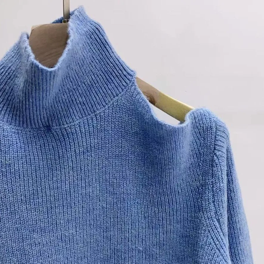 

Women Autumn Winter Sweater 2022 New Loose Off Shoulder Solid Long Sleeve Tops