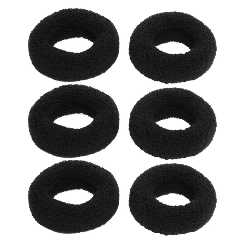 

1.8 Inch Wide Soft Elastic Plush Ponytail Holder Hair Tie Band Black 6 Pcs
