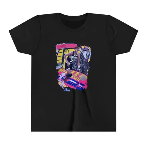 Футболка премиум-класса Reggie Miller Индиана карикатура 90 Youth Bella