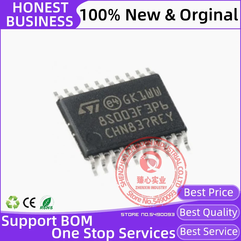 

STM8S003F3P6 TSSOP-20 новый оригинальный ic MCU 8-bit MCU значение линии 16 МГц 8 КБ FL 128EE