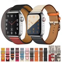 100 genuine cow leather loop bracelet belt band for apple watch 6 se 5 4 42mm 38mm 44mm 40mm strap for iwatch 6 5 4 wristband