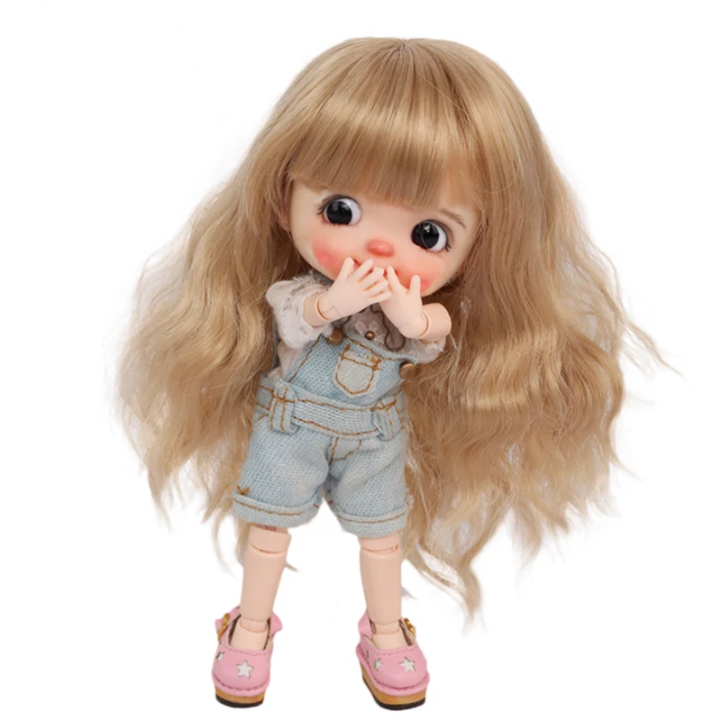 Парик для куклы «сделай сам» 1/8 BJD & Kurhn, из мягкого волокна, длинные челки, вьющиеся волосы, естественный цвет, волнистый парик, аксессуары для кукол «сделай сам», только парик