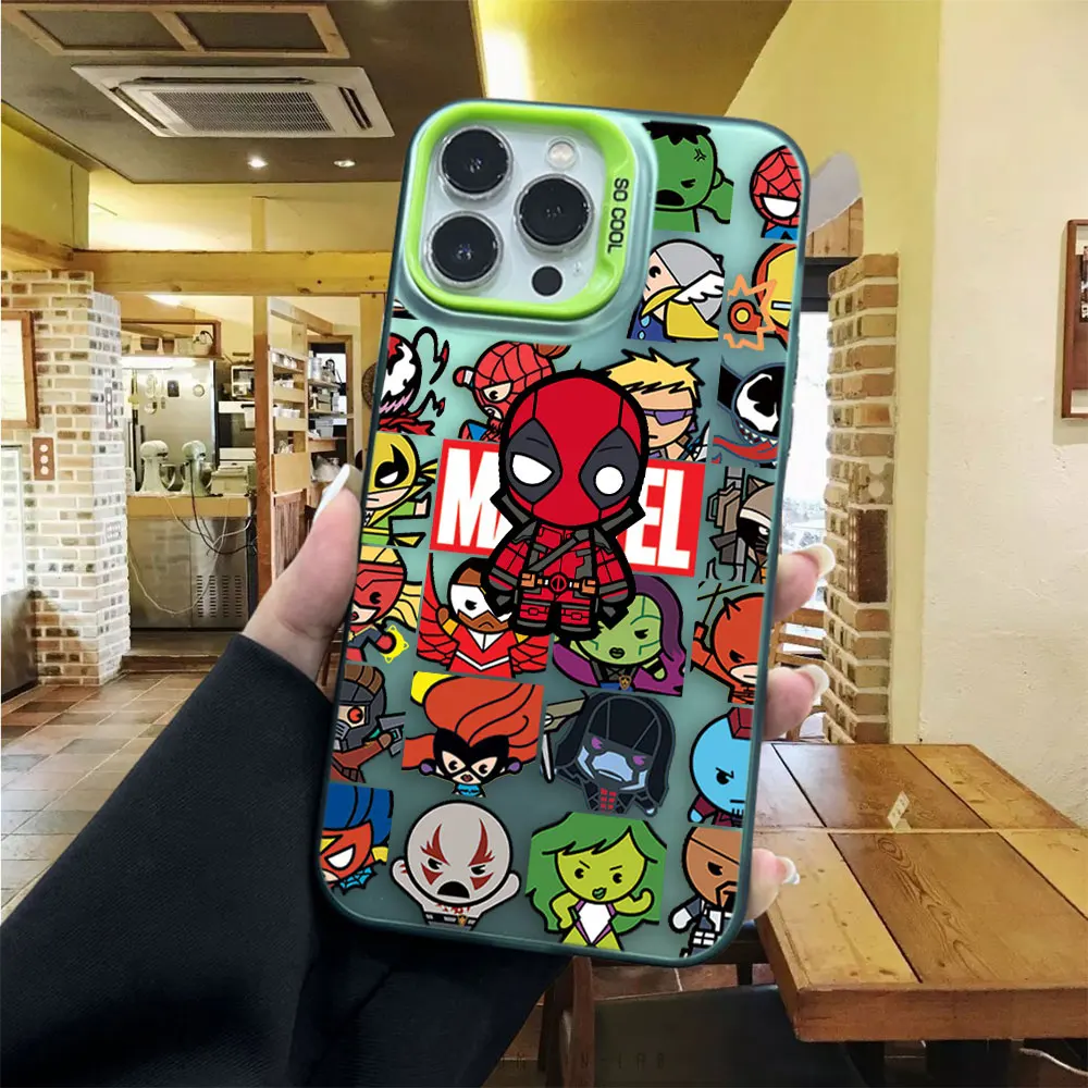 Marvel Iron Spider-Man Deadpool Cover Phone Case For Apple iPhone 16 14 15 11 12 13 Pro Max PLUS Hard Shockproof Funda Capa
