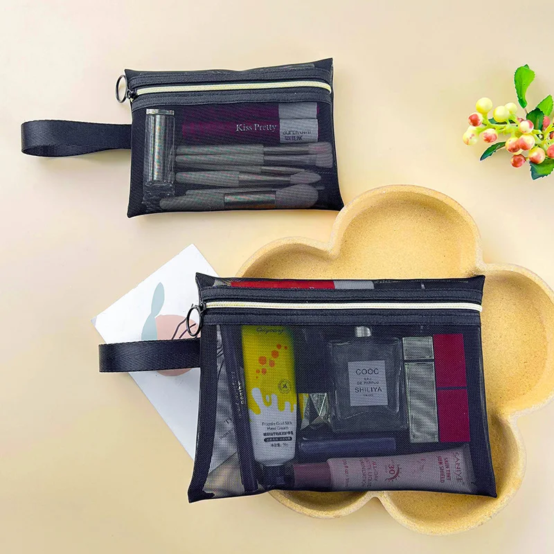 

New Black Breathable Storage Bags Makeup Candy Medicine Clutter Classification Pouch Travel Carry-On Toiletries Organize Package