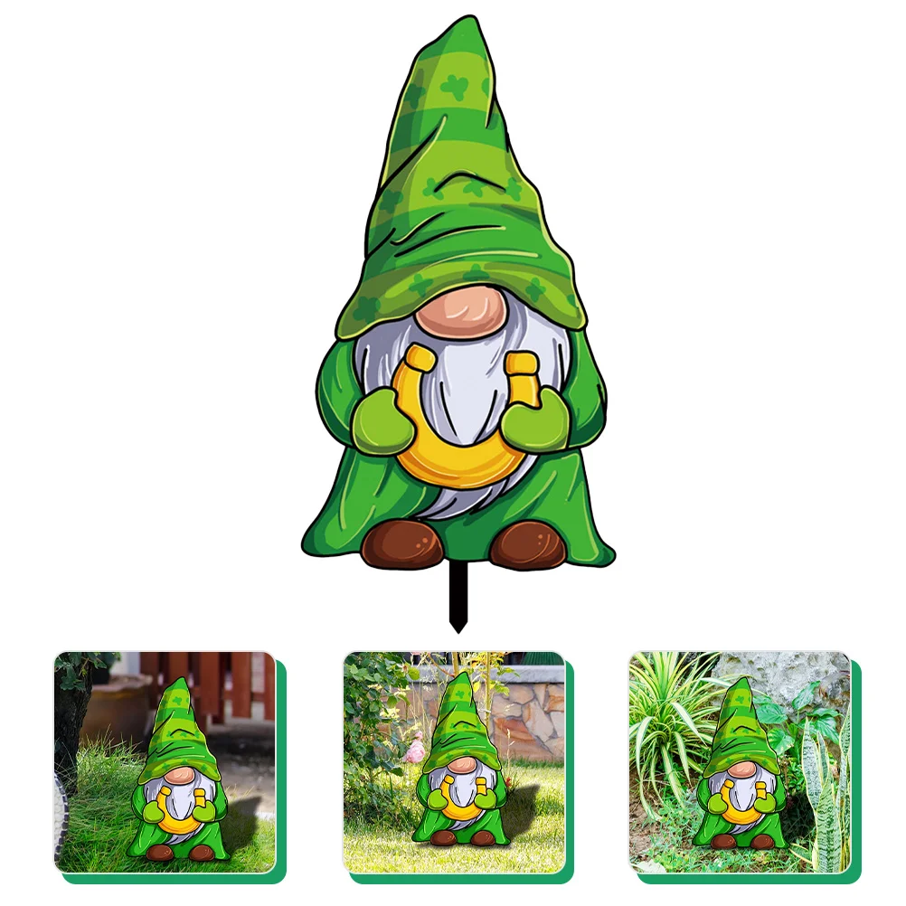

St Patrick's Day Yard Sign Gnome Lawn Sign with Stake Outdoor Garden Decoration