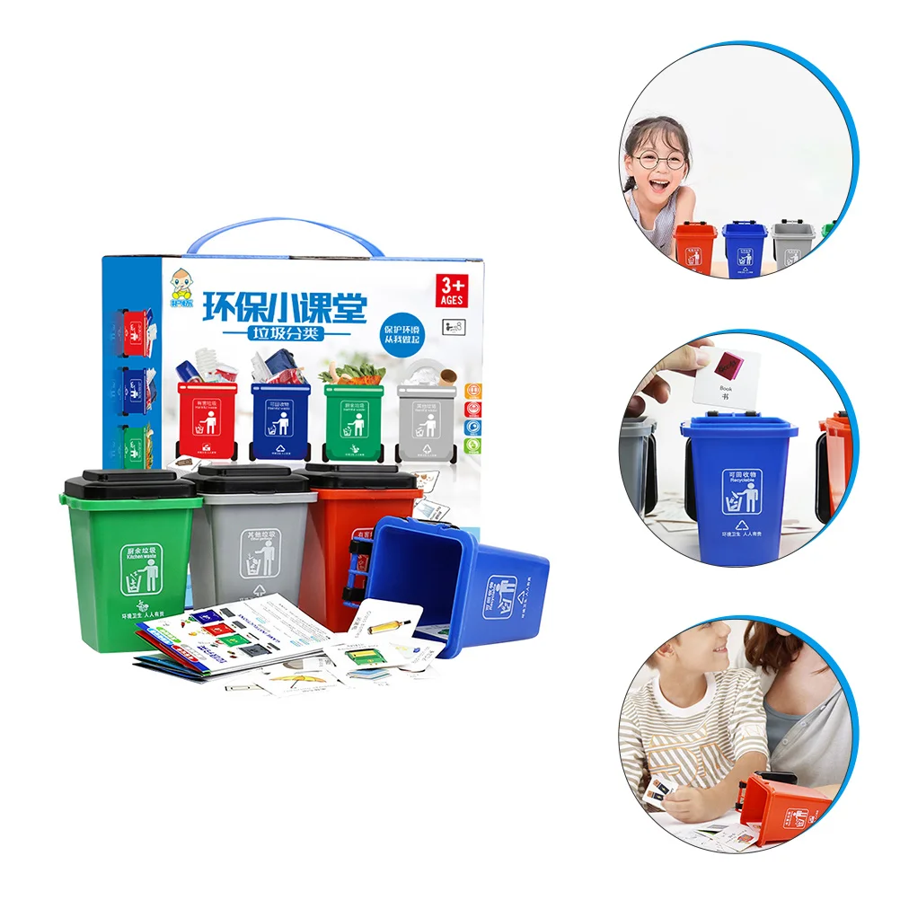 

Garbage Toy Can Trash Toys Kids Sorting Holder Truck Pen Cans Curbside Binmini Early Push Playset Classification Pot Educational