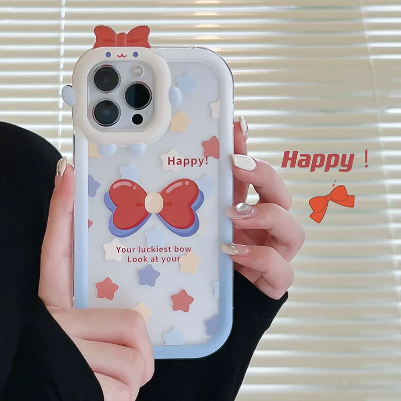 

Case For Iphone 14 Happy Bowknot Monster Iphone 11 12 13 Pro Max 7 8 6 6S Plus X XR XS Max SE 2020 Camera Lens Protector Cover
