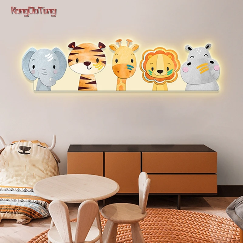 

Modern Cute Animal Led Indoor Painting Wall Hanging Lamp For Children'S Room Living Room Study Bedside Eye Protection Decoration