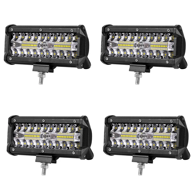 

4X 7 Inch 120W Combo Ledlight Bars Spot Flood Beam For Work Driving Offroad Boat Car Tractor Truck 4X4 SUV ATV 12V 24V