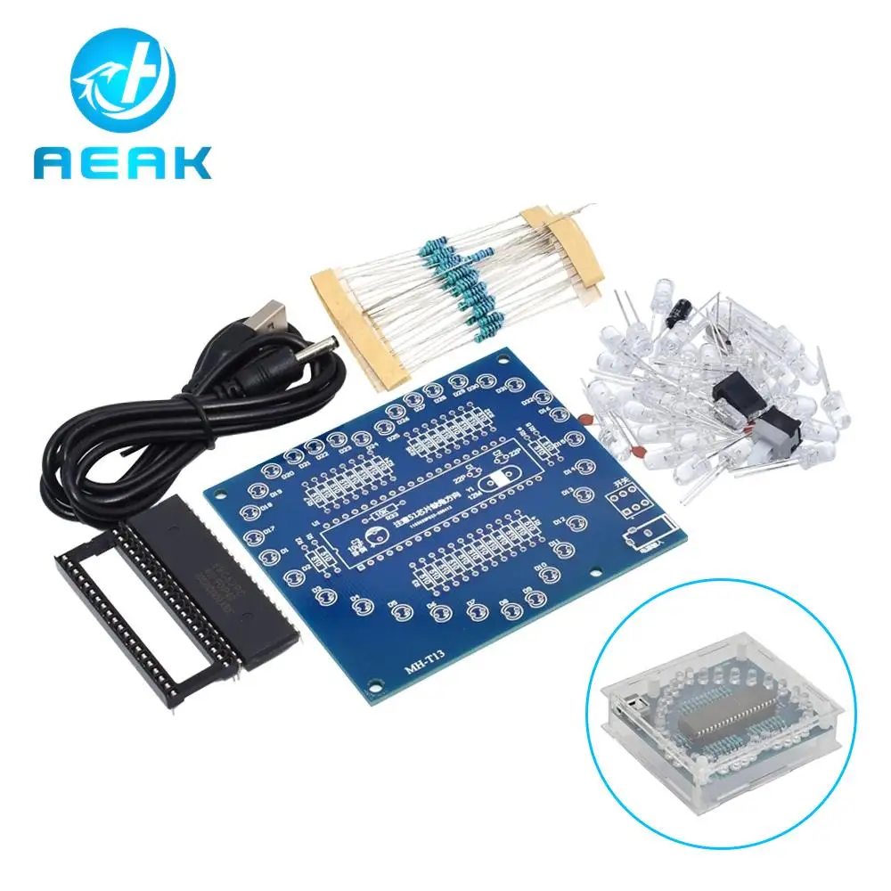 DIY Электронный комплект в форме сердца Красочные блики фотоламсветильник STC89C52 51 микрокомпьютер с одним чипом для Arduino