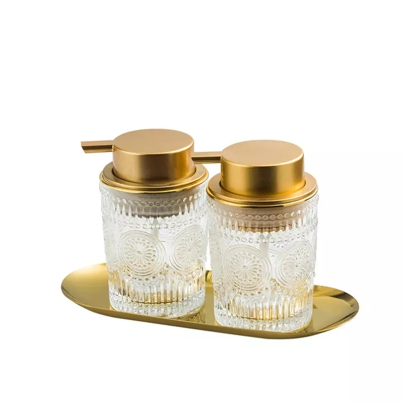 

1Set Clear Glass Lotion Bottle Portable Press Soap Bottle Body Soap/Shampoo/Face Wash Dispenser Bottle Metal Storage