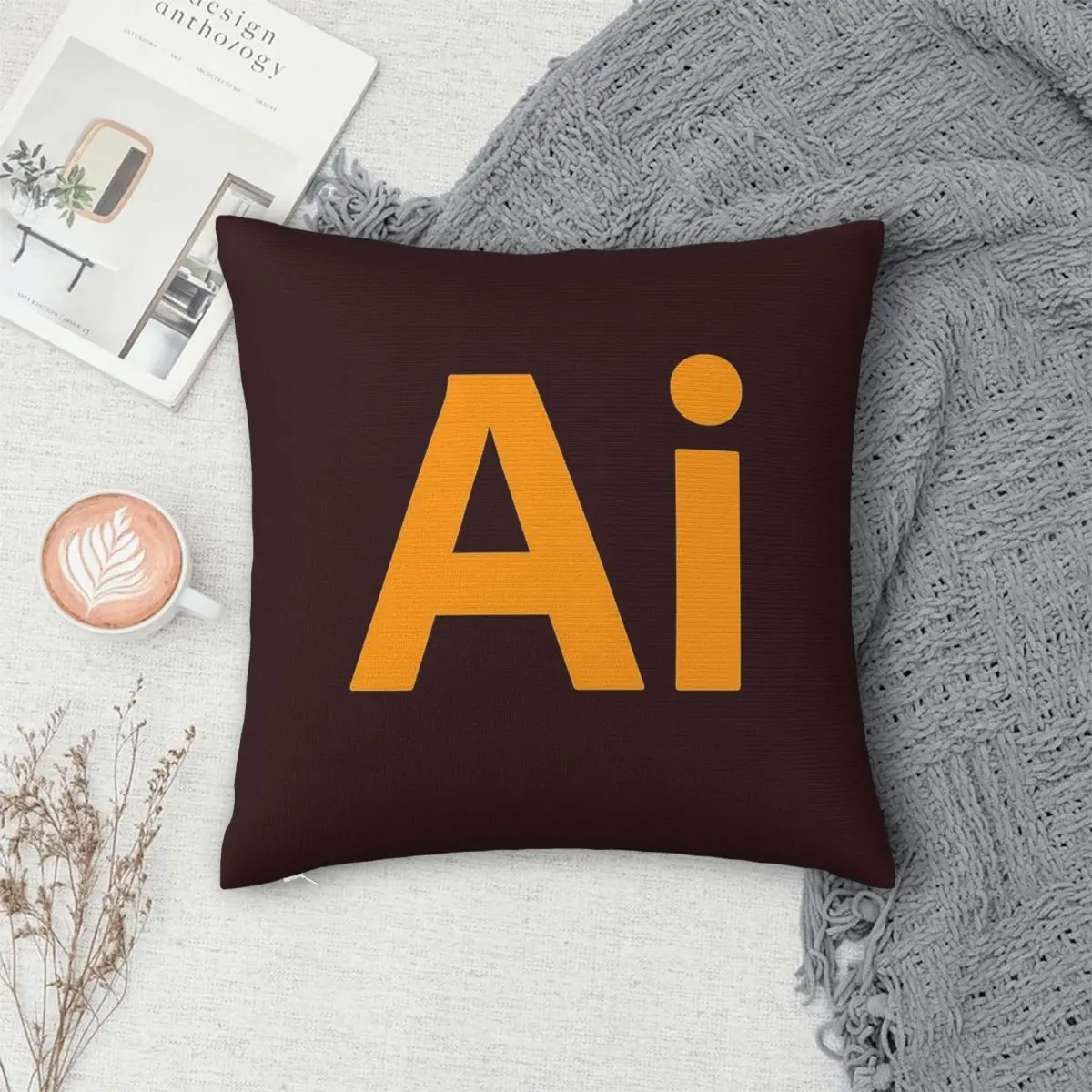 Фото Квадратная наволочка Adobe Illustrator из полиэстера, льна и бархата, креативная декоративная наволочка на молнии, чехол для автомобильной подушки, оптом №4